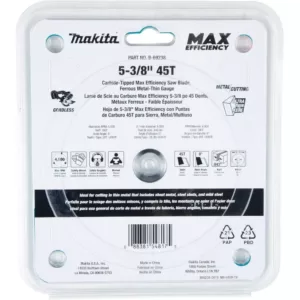 Makita 5-3/8 in. 45T Carbide-Tipped Max Efficiency Saw Blade, Ferrous Metal-Thin Gauge