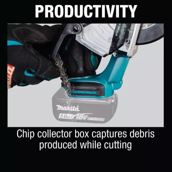 Makita 18-Volt LXT Lithium-Ion Cordless 5-3/8 in. Metal Cutting Saw with Electric Brake and Chip Collector Tool-Only