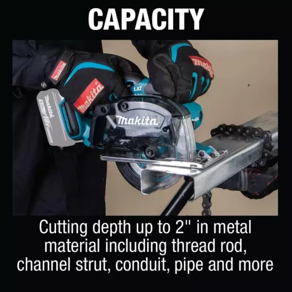 Makita 18V LXT Cordless 5-3/8 in. Metal Cutting Saw with Electric Brake & Chip Collector with bonus 18V LXT Battery Pack 5.0Ah