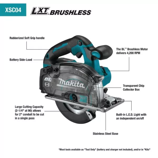 Makita 18-Volt 5-7/8 in. 5.0 Ah LXT Lithium-Ion Brushless Cordless Metal Cutting Saw Kit with Electric Brake and Chip Collector