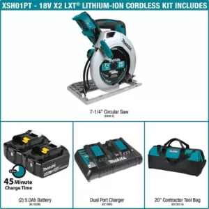 Makita 18-Volt 5.0Ah X2 LXT Lithium-Ion 36-Volt Cordless 7-1/4 in. Circular Saw Kit