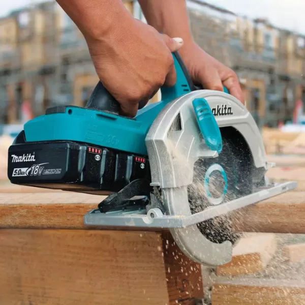 Makita 18-Volt 5.0 Ah X2 LXT Lithium-Ion 36-Volt 7-1/4 in. Cordless Circular Saw Kit with BONUS 2 Batteries 5.0 Ah