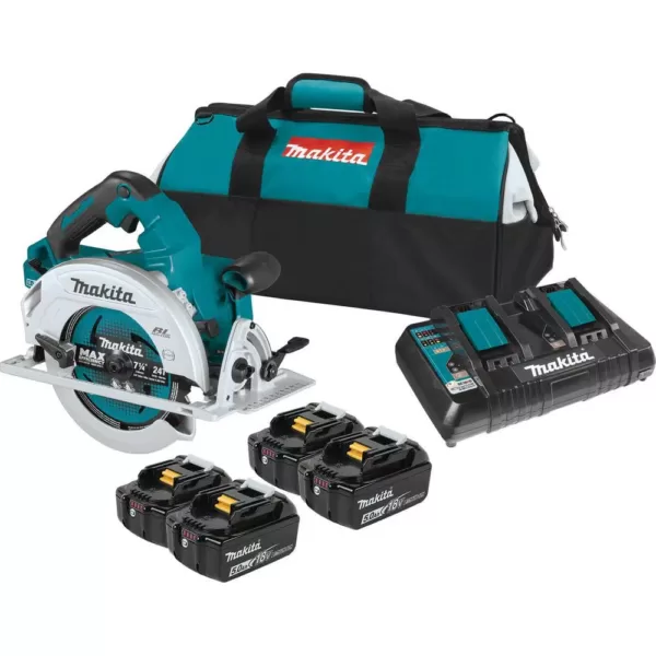 Makita 18-Volt X2 LXT Lithium-Ion (36-Volt) Brushless Cordless 7-1/4 in. Circular Saw Kit with 4 Batteries (5.0Ah)