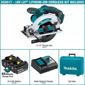 Makita 18-Volt 5.0 Ah LXT Lithium-Ion Cordless 6-1/2 in. Circular Saw Kit