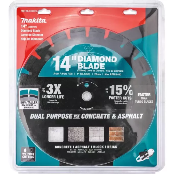 Makita 4-Stroke (MM4) 14 in. 76cc Gas Saw with bonus 14 in. Segmented Rim Dual Purpose Diamond Blade