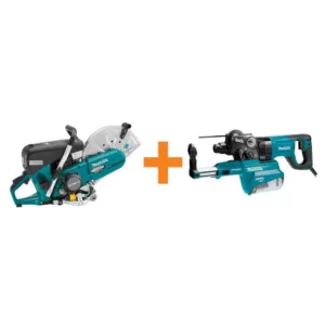 Makita 14 in. 76 cc 4-Stroke Engine Gas Saw with Bonus 1 in. AVT Rotary Hammer, SDS-Plus Bits with HEPA Dust Extractor