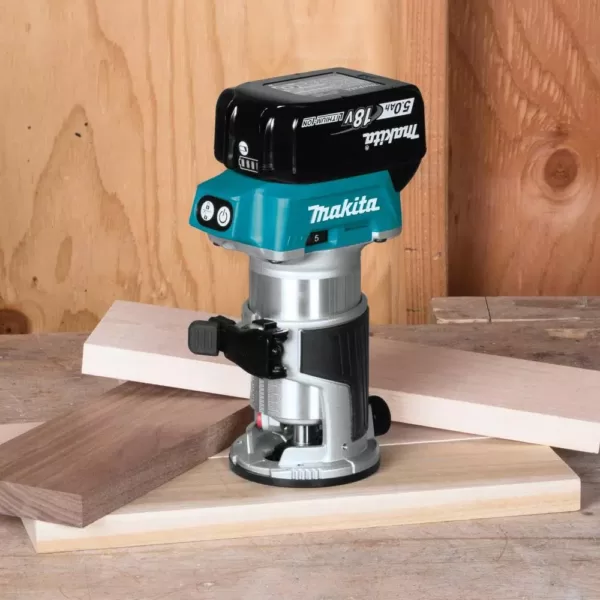 Makita 5.0 Ah 18-Volt LXT Lithium-Ion Brushless Cordless Compact Router Kit with Bonus Cordless Jig Saw