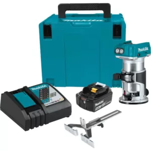 Makita 18-Volt LXT Lithium-Ion Brushless Cordless Compact Router Fixed Base Starter Kit (5.0 Ah)