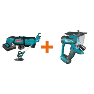 Makita 5.0 Ah 18-Volt LXT Lithium-Ion Brushless Cordless 9 in. Drywall Sander Kit, AWS Capable with bonus 18V LXT Cut-Out Saw