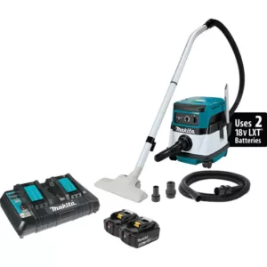 Makita 18-Volt 5.0 Ah X2 LXT Lithium-Ion (36-Volt) Cordless/Corded 2.1 Gal. HEPA Filter Dry Dust Extractor/Vacuum Kit