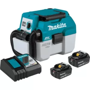 Makita 18-Volt 5.0 Ah LXT Lithium-Ion Brushless Cordless 2 Gal. HEPA Filter Portable Wet/Dry Dust Extractor/Vacuum Kit