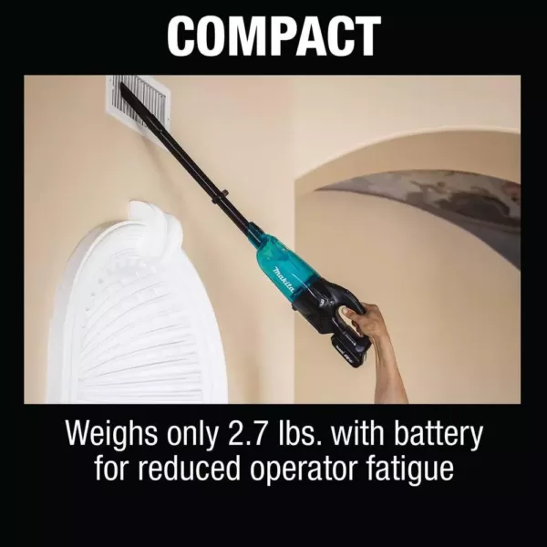 Makita 18-Volt LXT Lithium-Ion Compact Brushless Cordless Vacuum Kit, 2.0Ah with Black Cyclonic Vacuum Attachment with Lock