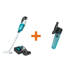 Makita 18-Volt LXT Lithium-Ion Compact Brushless Cordless Vacuum Kit, 2.0Ah with Black Cyclonic Vacuum Attachment with Lock