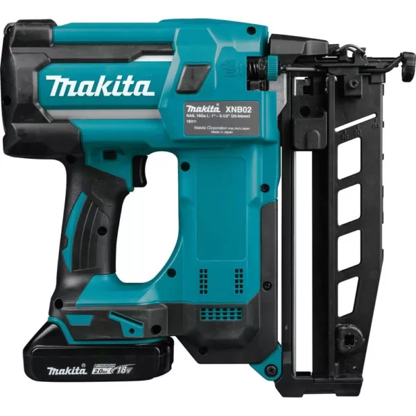 Makita 2-1/2 in. 18-Volt 16-Gauge LXT Cordless Straight Finish Nailer Kit (2.0 Ah) with Bonus 18-Volt LXT Battery Pack 2.0Ah