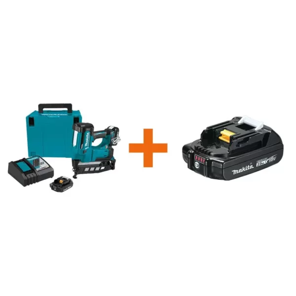 Makita 2-1/2 in. 18-Volt 16-Gauge LXT Cordless Straight Finish Nailer Kit (2.0 Ah) with Bonus 18-Volt LXT Battery Pack 2.0Ah