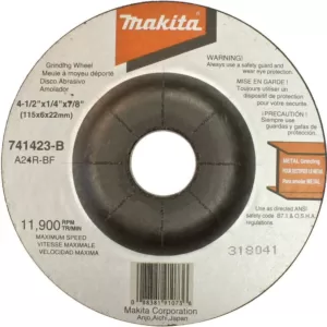 Makita 4-1/2 in. x 7/8 in. x 1/4 in. 24-Grit General Purpose Metal Grinding Wheel (25-Pack)