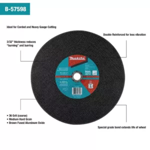 Makita 14 in. x 1 in. x 3/32 in. Cut-off Wheel (5-Pack)