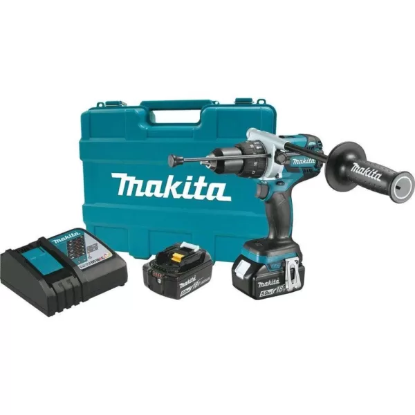 Makita 18-Volt LXT Lithium-Ion 1/2 in. Brushless Cordless Hammer Drill Kit with (2) Batteries (5.0 Ah), Charger and Hard Case