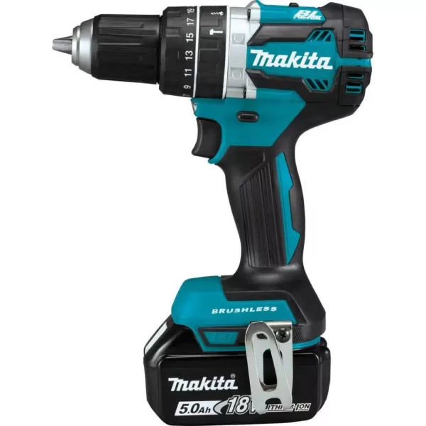 Makita 18-Volt 5.0 Ah LXT Lithium-Ion Compact Brushless Cordless 1/2 in. Hammer Driver-Drill Kit