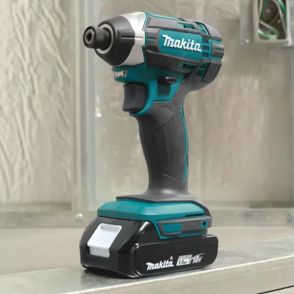 Makita 1.5 Ah 18-Volt LXT Lithium-Ion Compact Cordless 1/4 in. Impact Driver Kit