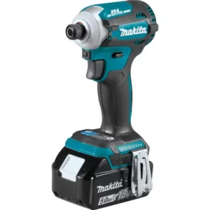 Makita 18-Volt LXT Brushless 4-Speed Impact Driver Kit with Impact XPS Insert Bit Holder and ImpactXPS 1 in. Insert Bit, 5-Pack