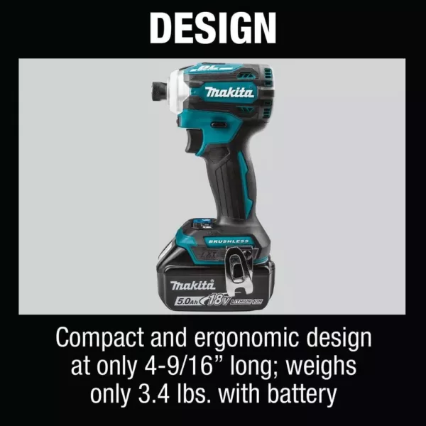 Makita 18-Volt LXT Brushless 4-Speed Impact Driver Kit with Impact XPS Insert Bit Holder and ImpactXPS 1 in. Insert Bit, 5-Pack