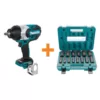 Makita 18-Volt LXT Brushless High Torque 1/2 in. Square Drive Impact Wrench with 14-Piece 1/2 in. Deep Well Impact Socket Set