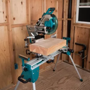 Makita 18-Volt X2 LXT(36V) Brushless 10 in. Dual-Bevel Sliding Compound Miter Saw Kit (5.0Ah) and Portable Rise Miter Saw Stand