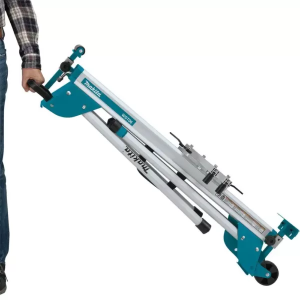 Makita 18-Volt Lithium-Ion Brushless Cordless 10 in. Dual-Bevel Sliding Compound Miter Saw and Compact Folding Miter Saw Stand