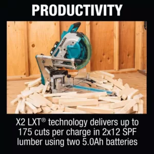 Makita 18-Volt X2 LXT Lithium-Ion (36-Volt) 12 in. Brushless Cordless Dual-Bevel Sliding Compound Miter Saw Laser Kit (5.0 Ah)