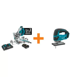 Makita 18V X2 LXT(36V) 12 in. Brushless Dual-Bevel Sliding Compound Miter Saw Kit 5.0Ah with bonus 18V LXT Jigsaw (Tool-Only)