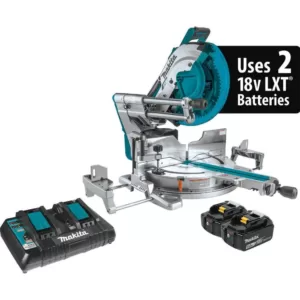 Makita 18V X2 LXT(36V) 12 in. Brushless Dual-Bevel Sliding Compound Miter Saw Kit 5.0Ah with bonus 18V LXT Jigsaw (Tool-Only)