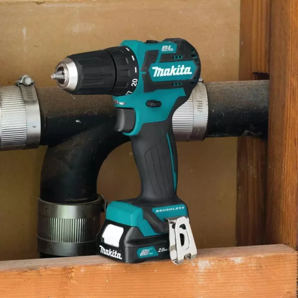 Makita 12-Volt Max CXT Lithium-Ion 3/8 in. Brushless Cordless Driver Drill Kit with (2) Batteries (2.0 Ah), Charger, Hard Case