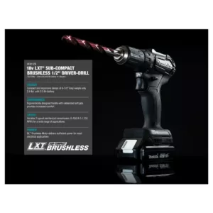 Makita 18-Volt LXT Lithium-Ion Sub-Compact Brushless Cordless 1/2 in. Driver Drill (Tool Only)