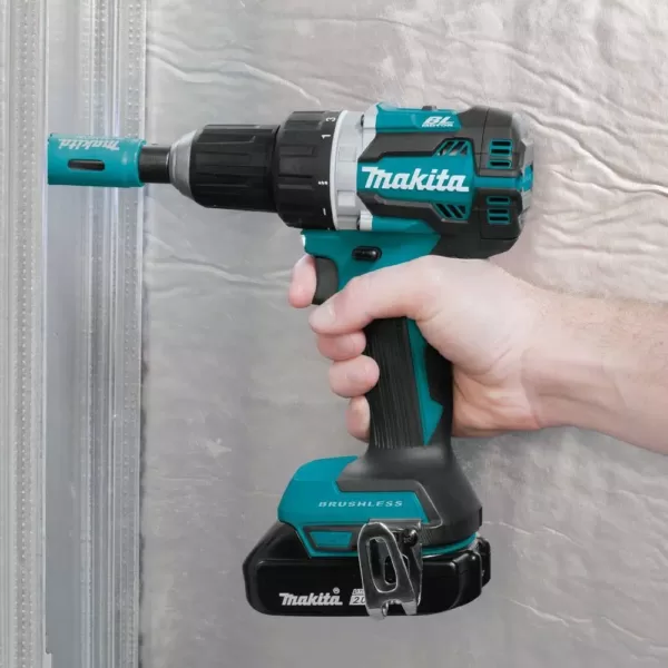 Makita 18-Volt LXT Lithium-Ion Compact Brushless Cordless 1/2 in. Driver-Drill Kit w/ (2) Batteries (2.0Ah), Charger, Bag