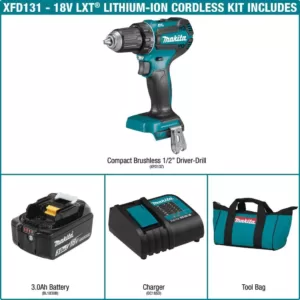 Makita 18-Volt LXT Lithium-Ion Brushless Cordless 1/2 in. Driver-Drill Kit, 3.0Ah