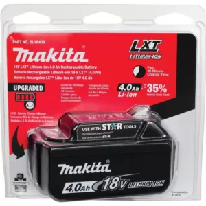 Makita 18-Volt LXT Lithium-Ion 4.0 Ah Battery and Rapid Optimum Charger Starter Pack