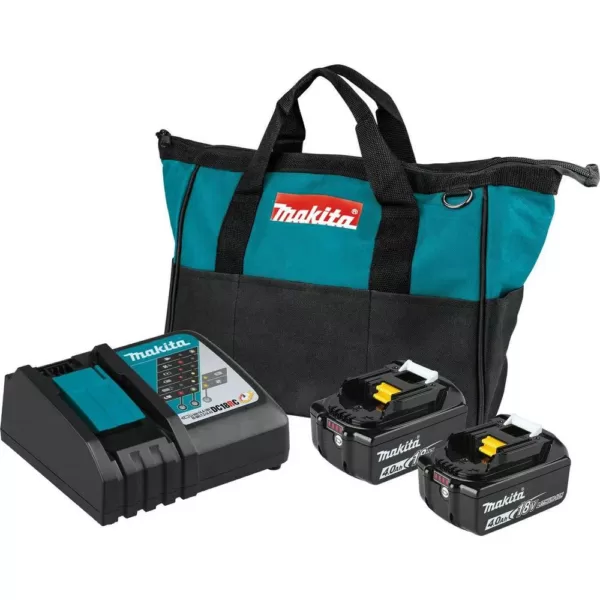 Makita 18-Volt LXT 4.0 Ah Battery and Rapid Optimum Charger Starter Pack with Bonus 18-Volt LXT Brushless Cut-Off/Angle Grinder