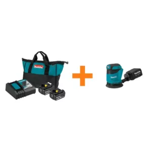 Makita 18-Volt LXT 4.0 Ah Battery and Rapid Optimum Charger Starter Pack with Bonus 18V LXT 5 in. Random Orbit Sander