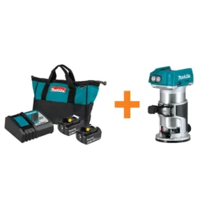 Makita 18-Volt LXT 4.0 Ah Battery and Rapid Optimum Charger Starter Pack with Bonus 18-Volt LXT Brushless Compact Router