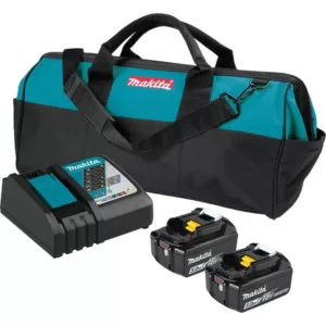 Makita 18-Volt LXT Lithium-Ion Battery and Rapid Optimum Charger Starter Pack (5.0Ah)