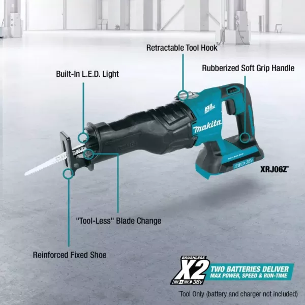 Makita 18-Volt X2 LXT Brushless Cordless Rear Handle 7-1/4 in. Circular Saw with Bonus Recip Saw, 2 Batteries 5.0 Ah