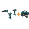 Makita 18V LXT Brushless 1/4 in. Impact Driver, 1/2 in. Hammer Driver-Drill and Recipro Saw with bonus 18V LXT Starter Pack