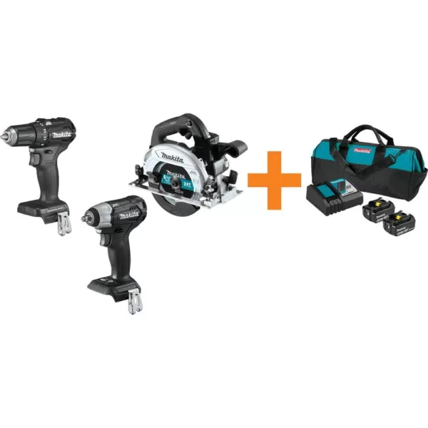 Makita 18V LXT Sub-Compact Brushless 1/2 in. Driver Drill, 6-1/2 in. Circ Saw and Recipro Saw with bonus 18V LXT Starter Pack