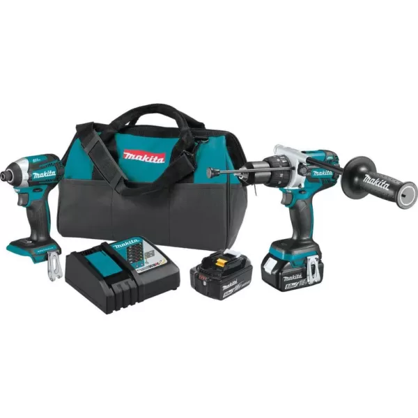 Makita 18V LXT Brushless Cordless 2-piece Combo Kit (Hammer Drill/ Impact Driver) 5.0Ah/Bonus 18V 5.0Ah LXT Lithium-Ion Battery