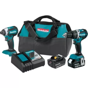 Makita 18-Volt LXT Lithium-Ion Brushless Cordless Hammer Drill and Impact Driver Combo Kit (2-Tool) w/ (2) 4Ah Batteries, Bag