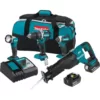 Makita 18-Volt 4-Piece 5.0Ah LXT Lithium-Ion Brushless Cordless Combo Kit Hammer Drill/ Impact Driver/ Recipro Saw/ Flashlight