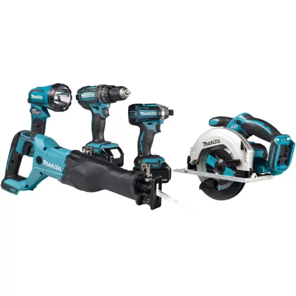 Makita 18-Volt LXT Lithium-Ion Cordless Combo Kit (5-Tool) with (2) 3.0 Ah Batteries, Rapid Charger and Tool Bag