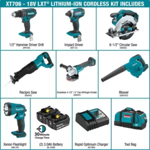 Makita 18-Volt LXT Lithium-Ion Cordless Combo Kit (7-Piece)