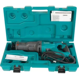 Makita 11 Amp Corded Variable Speed Reciprocating Saw With Wood Cutting Blade, Metal Cutting Blade and Hard Case, no lock-on